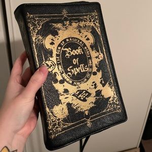 Faux Leather Book of Spells Book Style Short Crossbody Bag